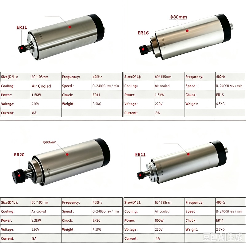CNC Hava Soğutmalı 800W 1500W  - Er20 Collet Chuck Spindle Motor 220V incelemesi ve fiyatı
